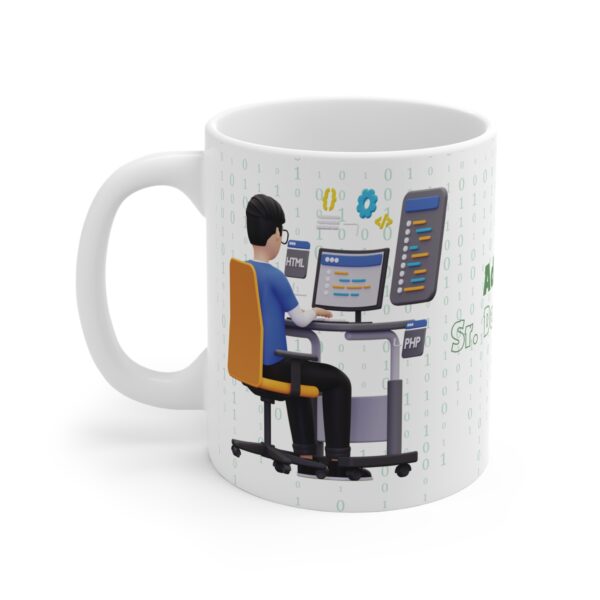 Taza de cerámica blanca personalizada para desarrolladores e informáticos.